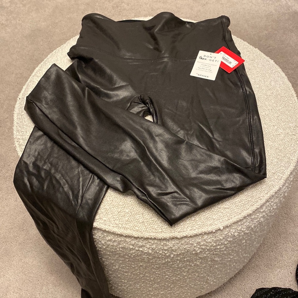 Never worn: leather spanx leggings!